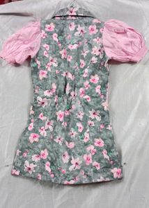 Floral Puff Sleeve Dress with Bow