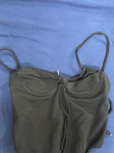 Black Corset Style Bodysuit Top