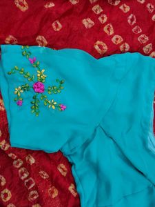 Turquoise Embroidered Blouse