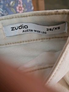 Beige Wide Leg Jeans by Zudio