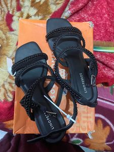 Sparkling Black Strappy Heels