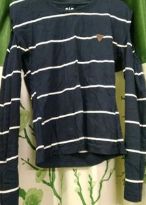 Striped Long  cold shoulder Sleeve T-Shirt