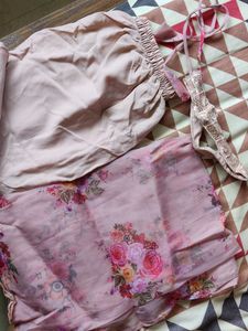 Elegant Pink Floral Anarkali Set with Belt