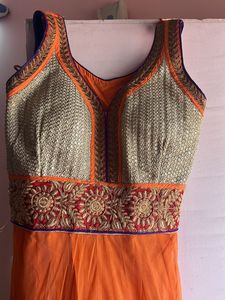 Beautiful Orange Sleeveless festive Salwar Set