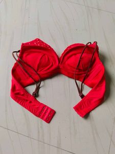 Bright Red Lace Bra