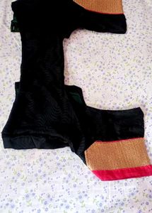 Elegant Black Saree with Gold Border