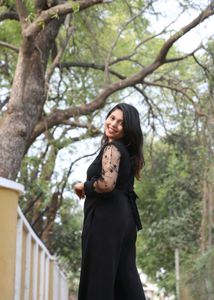 Black Jumpsuit with Star Detail Sleeves