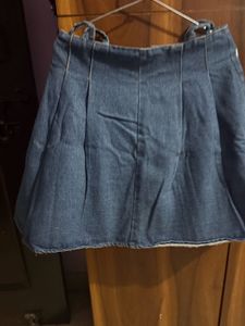 Denim Skirt with Straps