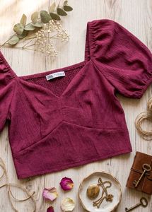 Zara Smocked Puff Sleeve Top