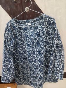 Blue Paisley Print Kurta Top
