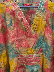 Women Tie &amp; Dye Printed Feeding Friendly Kaftan