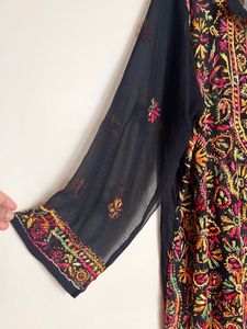 Chikankari Embroidered Black Kurta XL