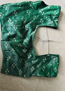 Elegant Green Blouse with White Dots