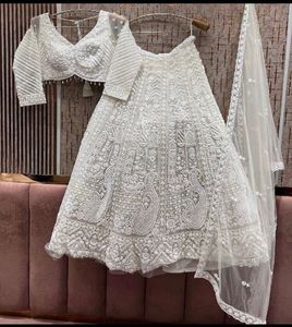 Exquisite White cut Dana Lehenga choli With Dupatt