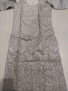 Elegant Grey Embroidered Kurta