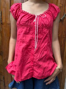 Pink edc cottage core baby doll shirt