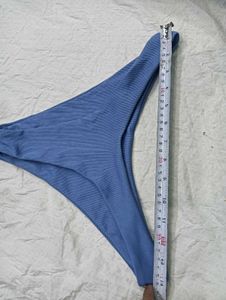Blue Ribbed High-Waisted Bikini Bottom 🤎