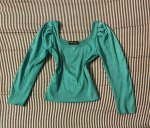 Teal Long Sleeve Puff Top