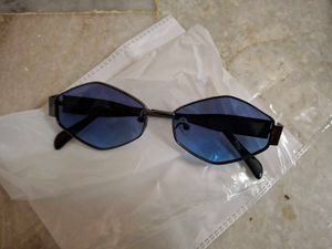 Unique Hexagonal Blue Lens Sunglasses