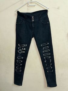 Stylish Distressed Black Jeans