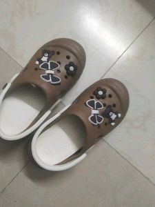 Cute Brown Clogs with Bear Charms