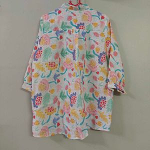 Vibrant Floral Print Button-Up Top