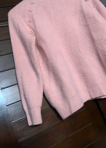 Women Pink Button-Detail Knit Sweater