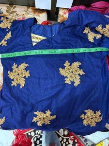 Elegant Blue &amp; Gold Embroidered Kurta Set