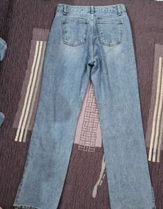 Light Wash Split Hem Jeans