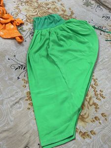 Orange Bandhani Kurta with Green patiyala