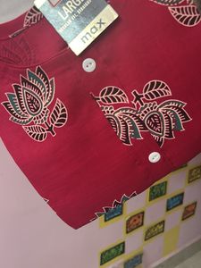 Maroon Printed Kurta with Buttons
