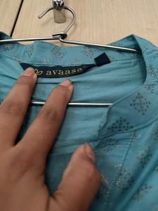 Elegant Teal Kurta with Subtle Print