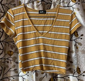 Striped V-Neck Cropped Top