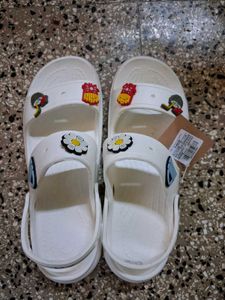White Casual Slip-on Sandals with Charms