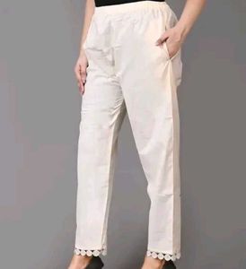 💝 White Ethnic Pants with Lace Detail 💝