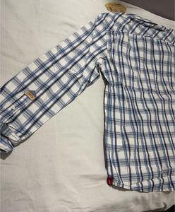 Men's check blue white Shirt