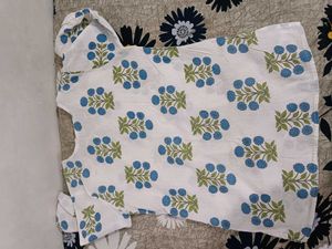 Blue Floral Print Cotton Tunic