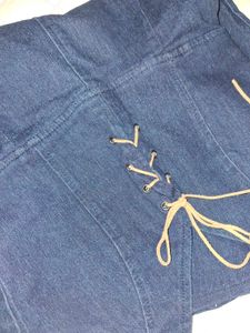 Denim Lace-Up Mini Dress size-small