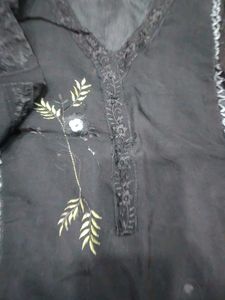 Elegant Black Embroidered Kurta Set