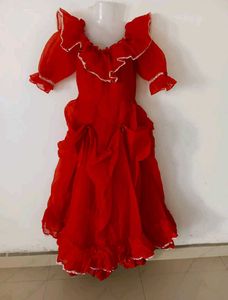 Vibrant Red Ruffled Gown