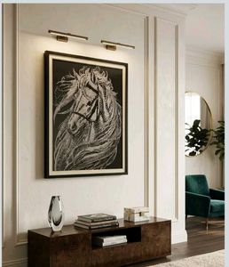 Handmade Rhinestone Horse Wall Art Black Framed