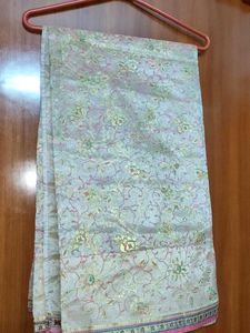 Elegant Floral metallic print Saree