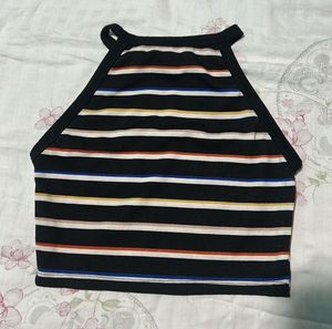 Striped Halter Crop Top