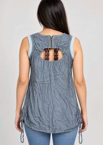 Crushed Grey Sleeveless Top with Embellishment