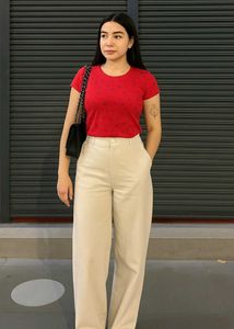 Red Printed Round Neck Pinterest Inspired