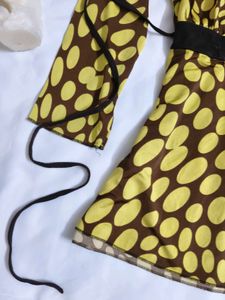 Funky Brown &amp; Yellow Polka Dot Top