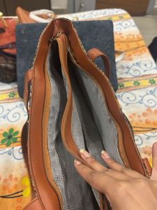 Boho Print Tote Bag with Leather Straps