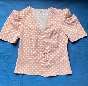 Cute Polka Dot Puff Sleeve Top