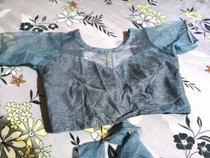 beautiful grey net saree