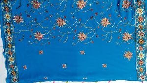 Stunning Blue Embroidered Saree with blouse
